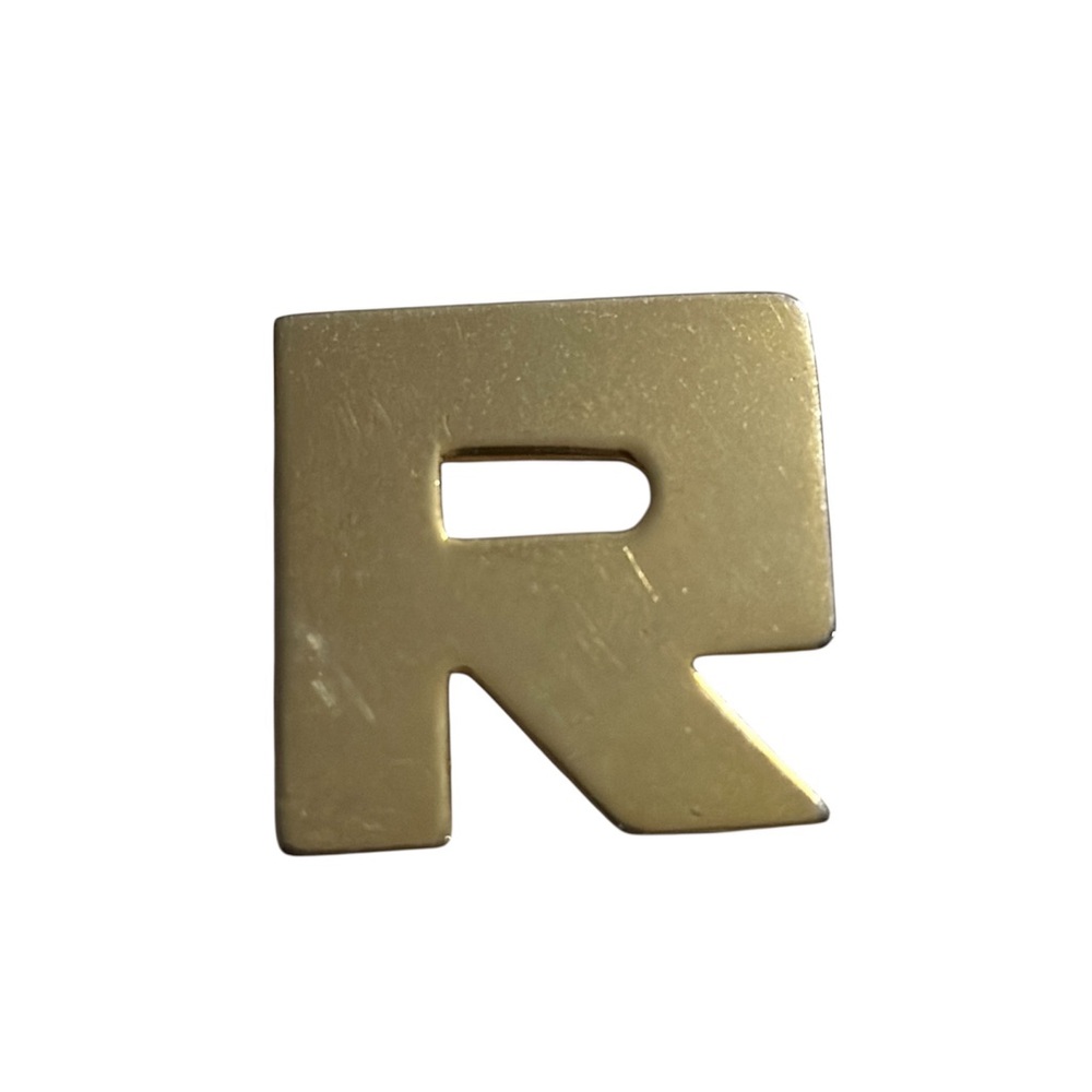 Vintage Gold Tone Letter R Initial Brooch Pendant Monogram Pin Modernist
